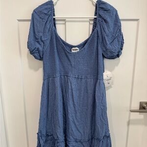 Arula Blue Puff Sleeve Dress